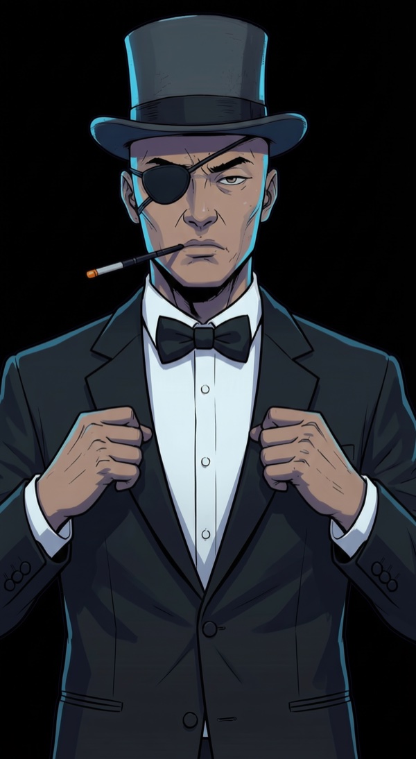 Man in tuxedo dystopian